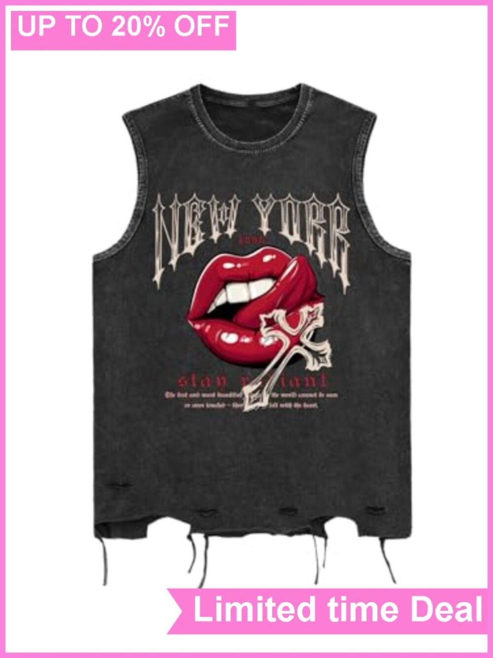 Verdusa Men's Graphic Tank Top Distressed Sleeveless Streetwear Casual